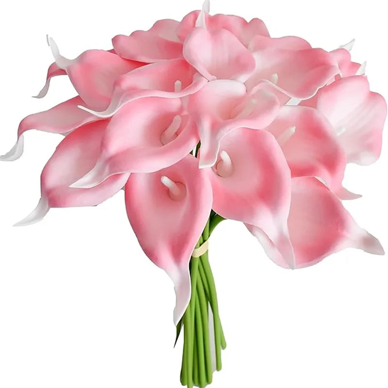 10 fleurs de lys calla artificielles – Bouquet artificiel en PU pour mariages, douches nuptiales et décoration intérieure