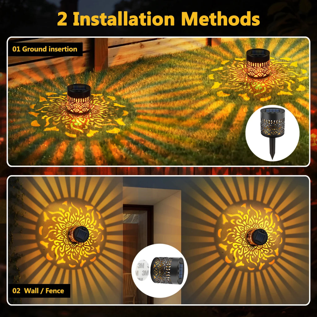 Applique murale solaire Mandala – Lampe de projection d'ombres décorative extérieure (étanche IP65)
