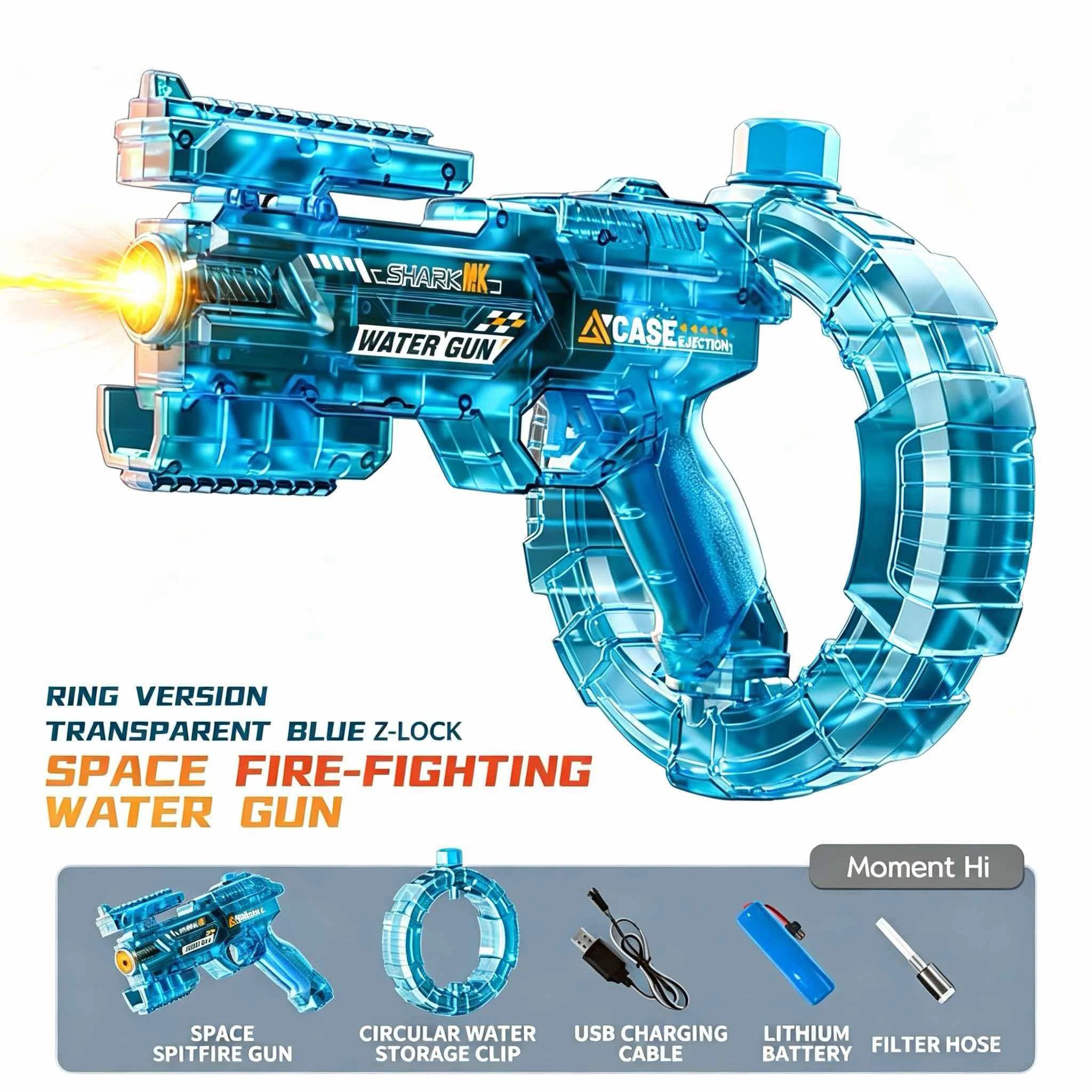 Simulated Recoil Electric Water Gun Toy with Automatic Lights & Water Spray Feature