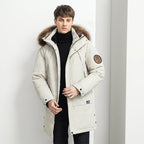 Winter Boutique Fashion Thickening Warm Men's Casual Hooded Fur Collar Down Jacket