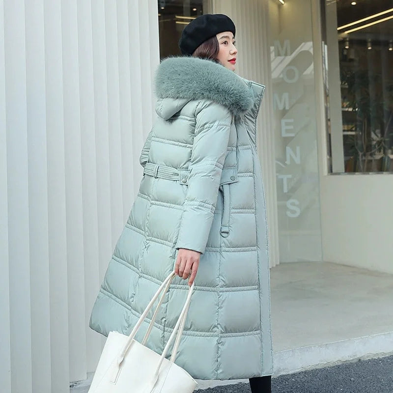 ZAROY Luxury Fur Hooded Parka – Women’s Long Winter Puffer Coat