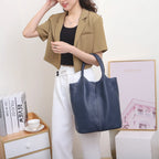 Women’s Commuter Leather Tote Bag – Soft Cowhide Luxury Shoulder & Handbag