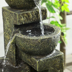 Outsunny 4-Tier Garden Water Feature – Adjustable Flow Stone Look Bowls