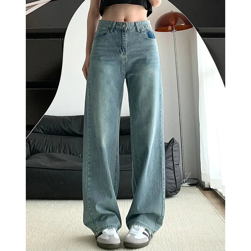 Girls Fashion Baggy High Waist Jeans
