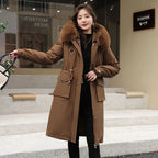 New Women’s Winter Parka – Fur Collar Hooded Mid-Length Coat with Removable Inner Liner