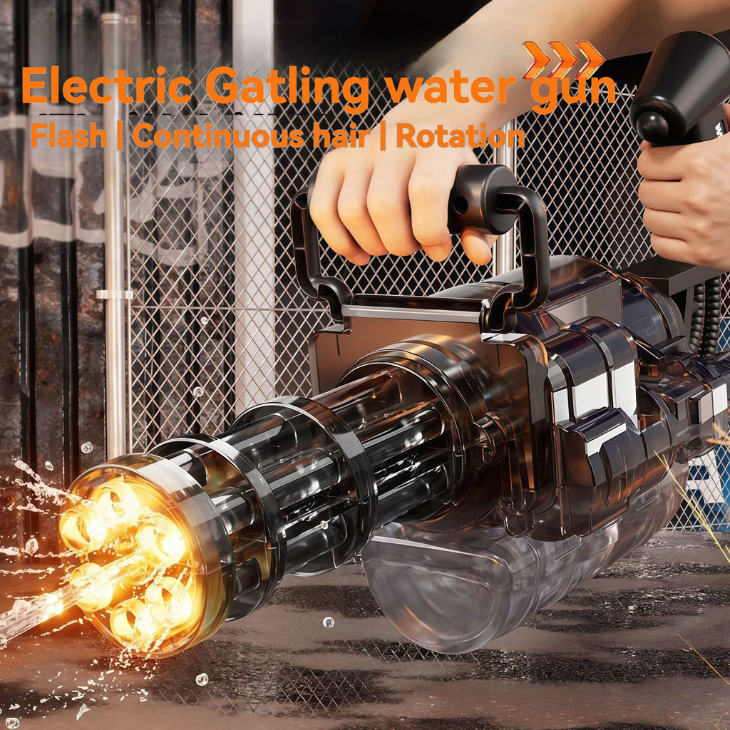 Rotating Spitfire Gatling Electric Water Gun – High-Pressure Continuous Pulse Water Blaster