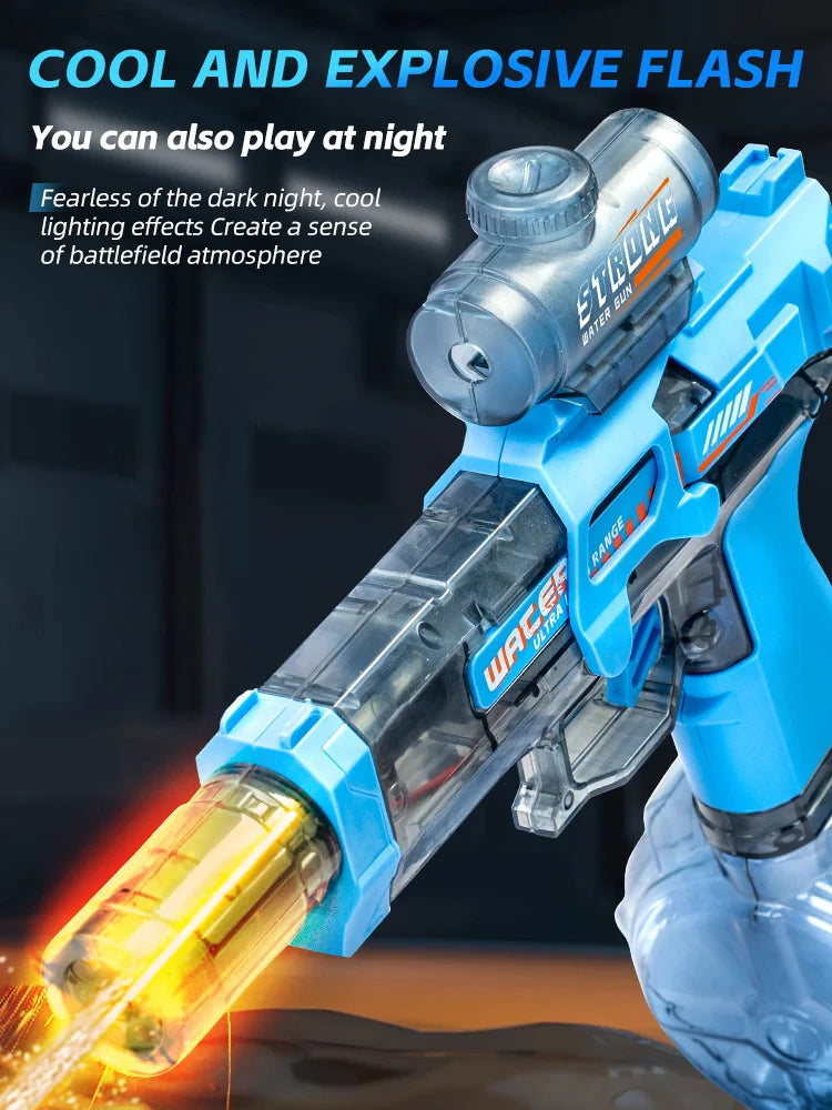 Summer Electric Automatic Water Gun with Flashing Lights & Long-Range Spray