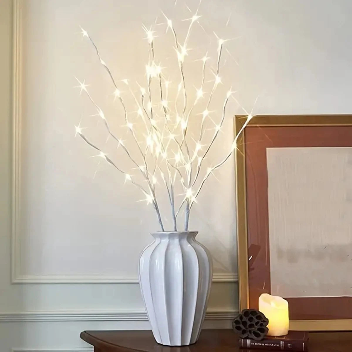 White Birch Branch LED Fairy Lights – 20 LED Battery Willow for Home & Outdoor