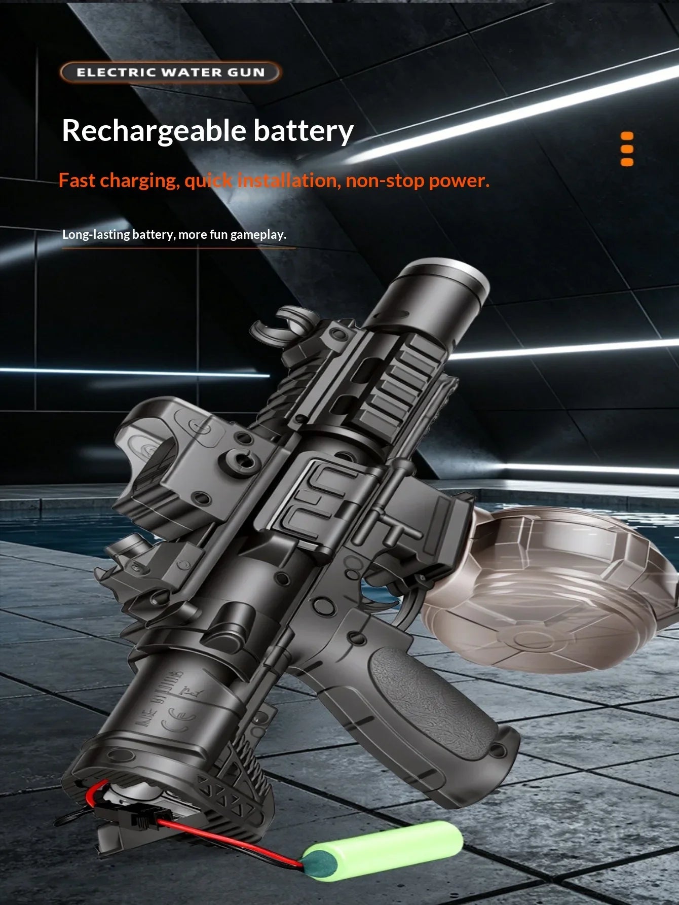 Simulated Recoil Electric Water Gun – Automatic Sensor Lights Water Pistol Toy