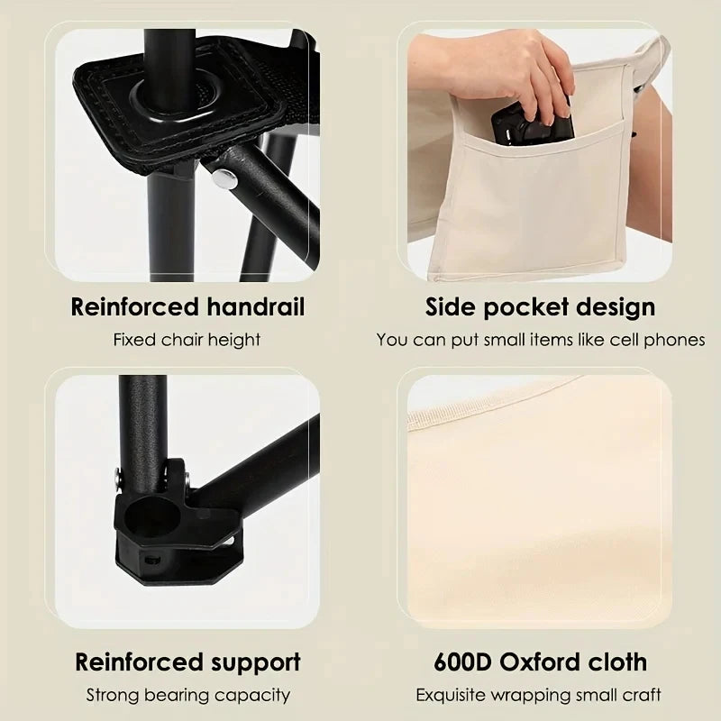 Portable Folding Camping Chair – Ultra-Light Low Back Moon Chair for Outdoor Adventures