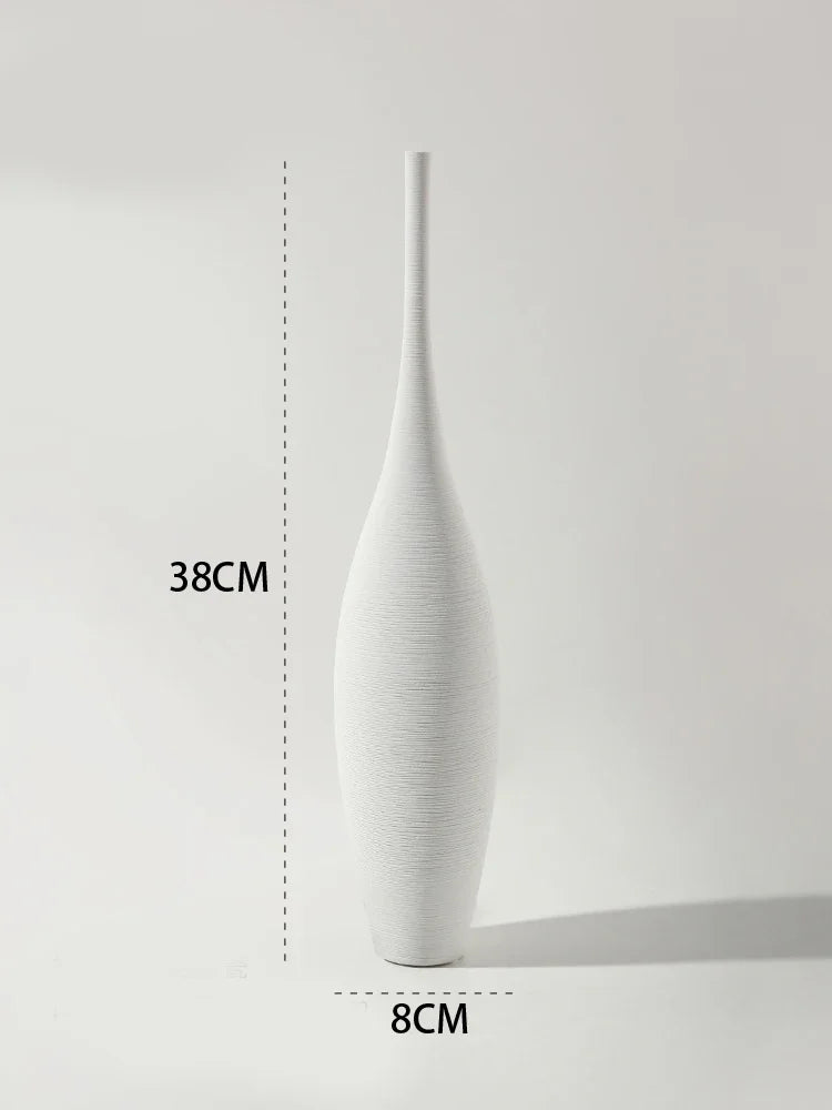 Minimalist Handmade Zen Ceramic Vase – Black & White Hand-Drawn Art for Living Room & Home Decor