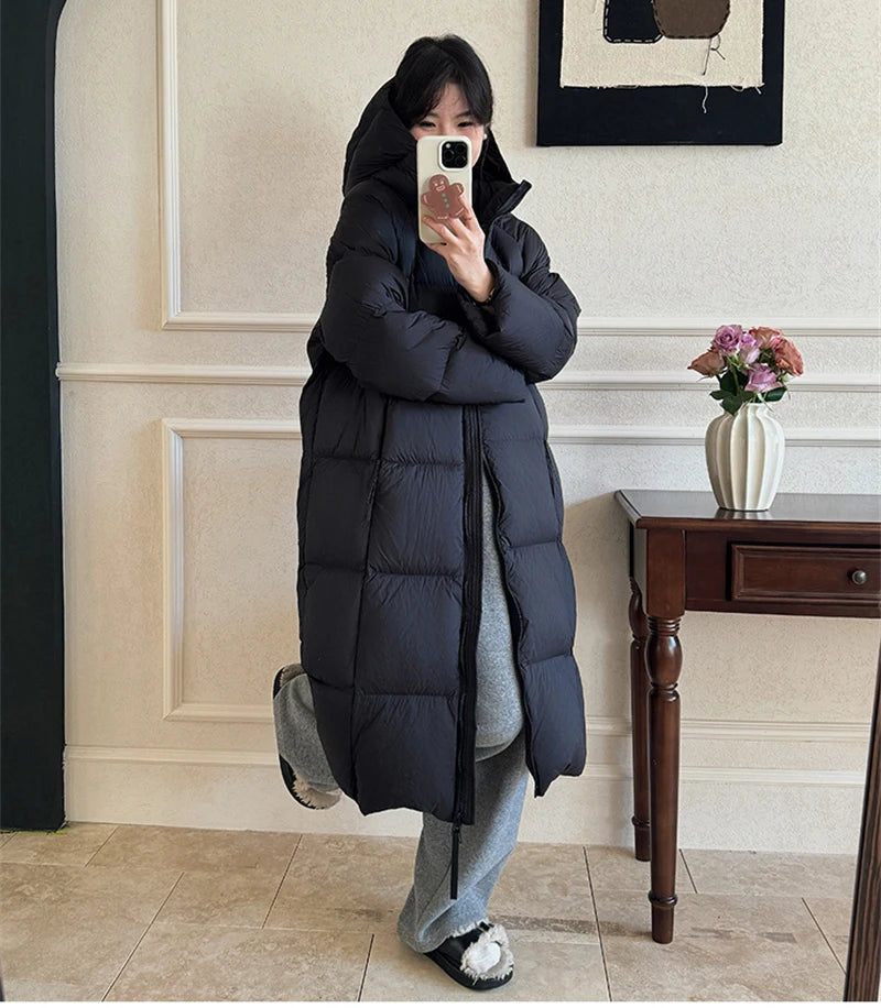 ZAROY Women's Winter Jacket – Cotton-Padded Hooded Long Puffer Coat