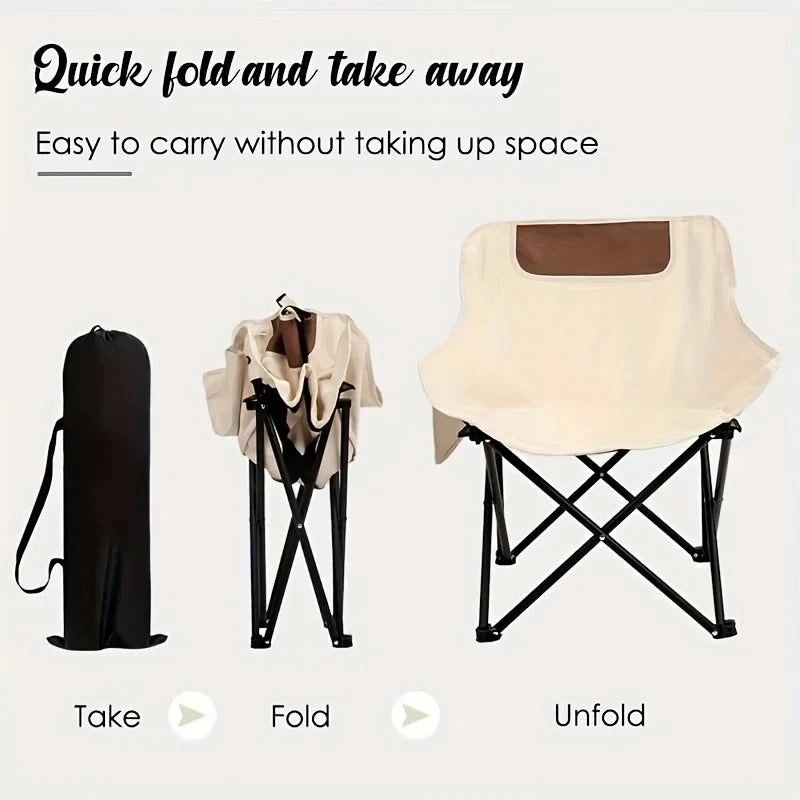 Portable Folding Camping Chair – Ultra-Light Low Back Moon Chair for Outdoor Adventures
