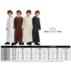Thawb pour adolescent musulman – Jubba à col rond couleur café