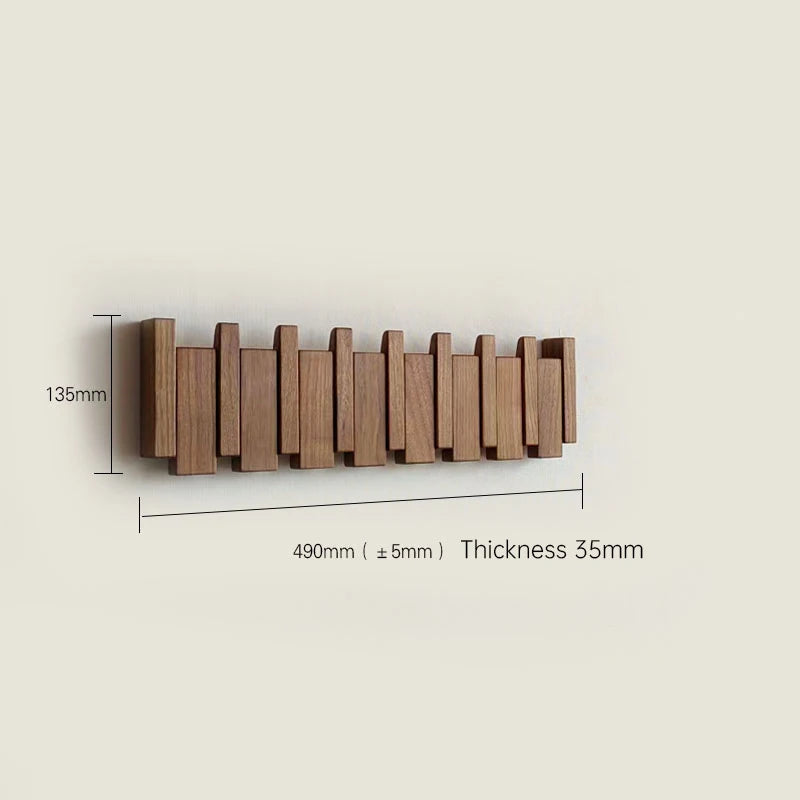 Kledinghaak van walnoothout, wandgemonteerd, verborgen decoratiehaak, opvouwbaar, voor slaapkamerkasten, houten wandplank, woondecoratie