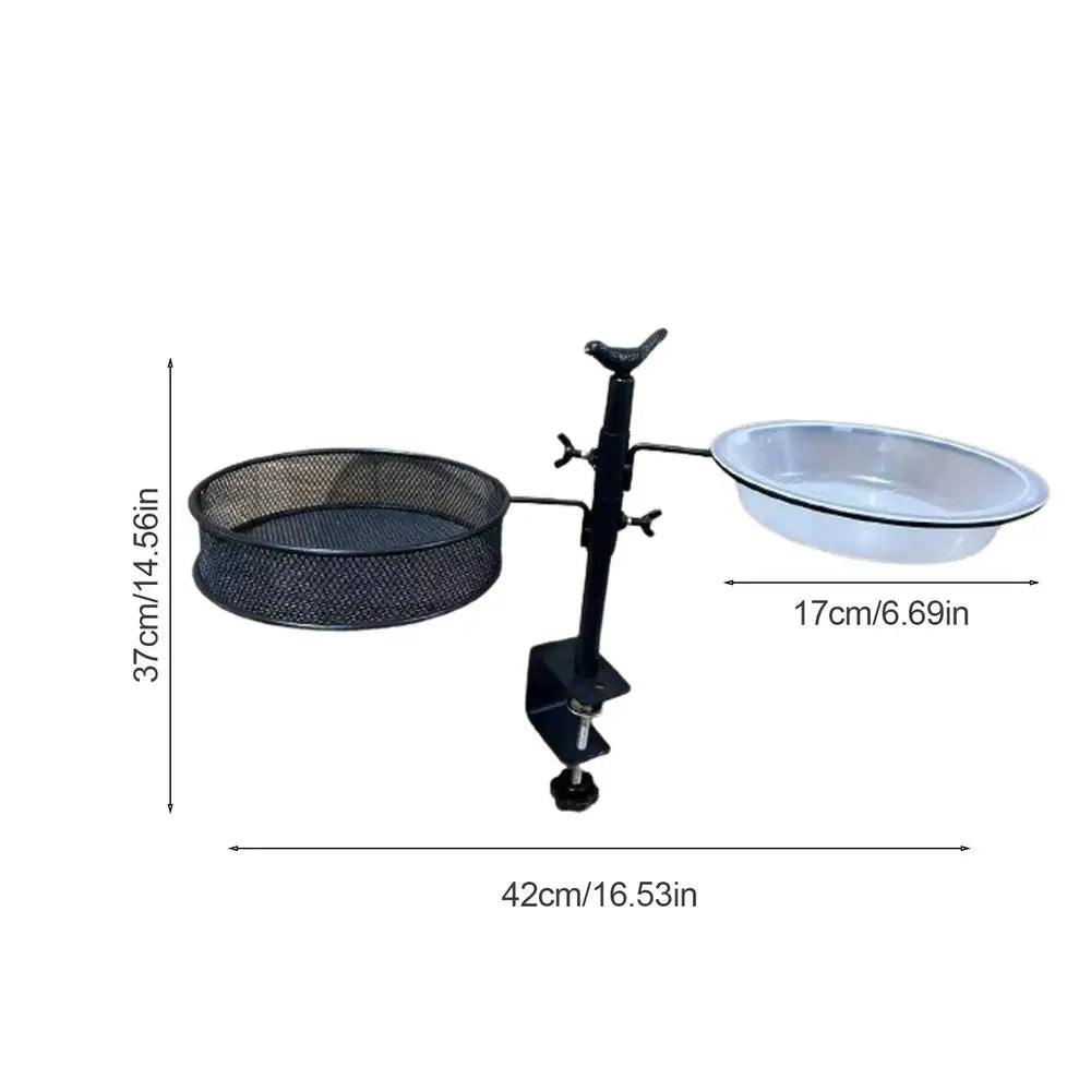 2-in-1 Deck Mounted Bird Feeder with Mesh Tray & Flower Pot Stand – 360° Rotating Feeding Station for Balcony, Deck & Garden Railings