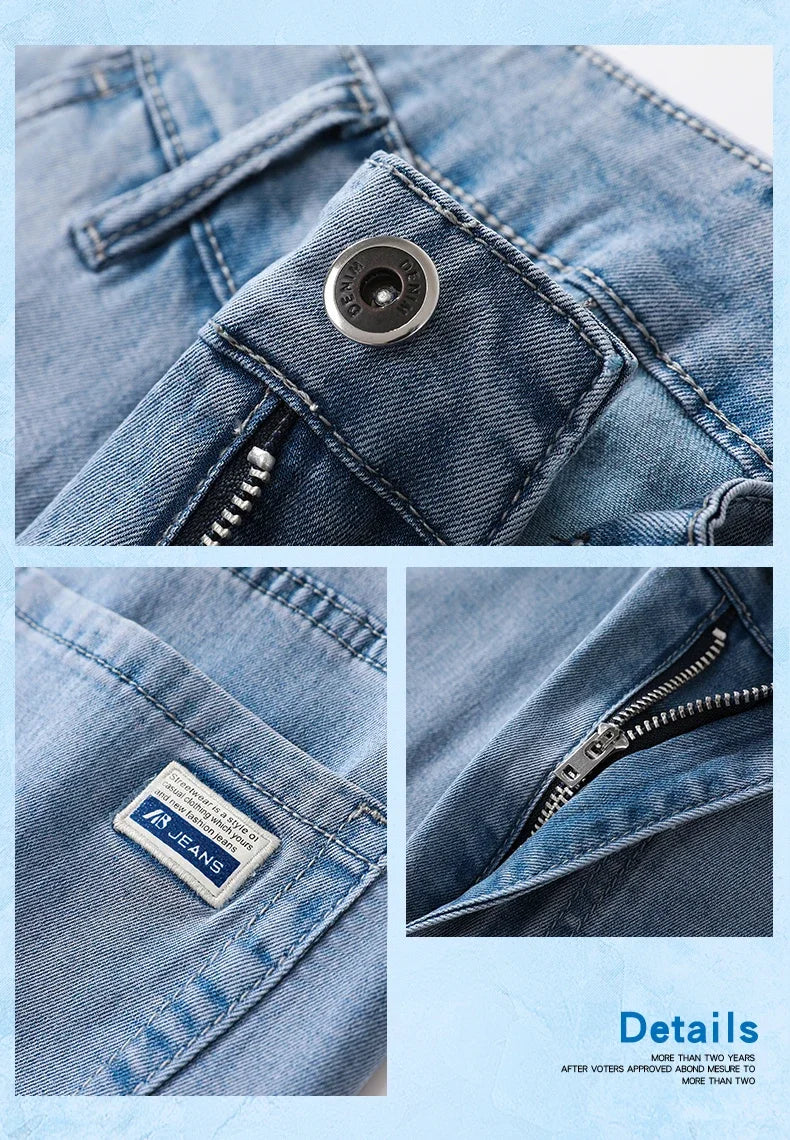 Summer Thin Men’s Jeans – Lyocell Fabric Soft Breathable Straight Denim Pants