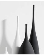 Minimalist Handmade Zen Ceramic Vase – Black & White Hand-Drawn Art for Living Room & Home Decor