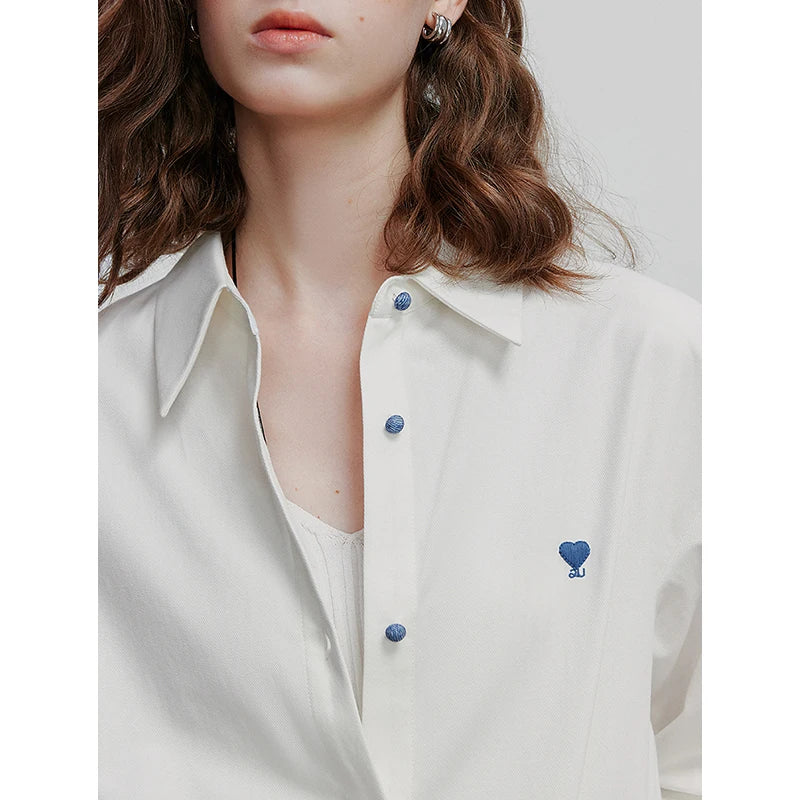 Chemisier en coton pour femme – Haut de bureau brodé « Love »