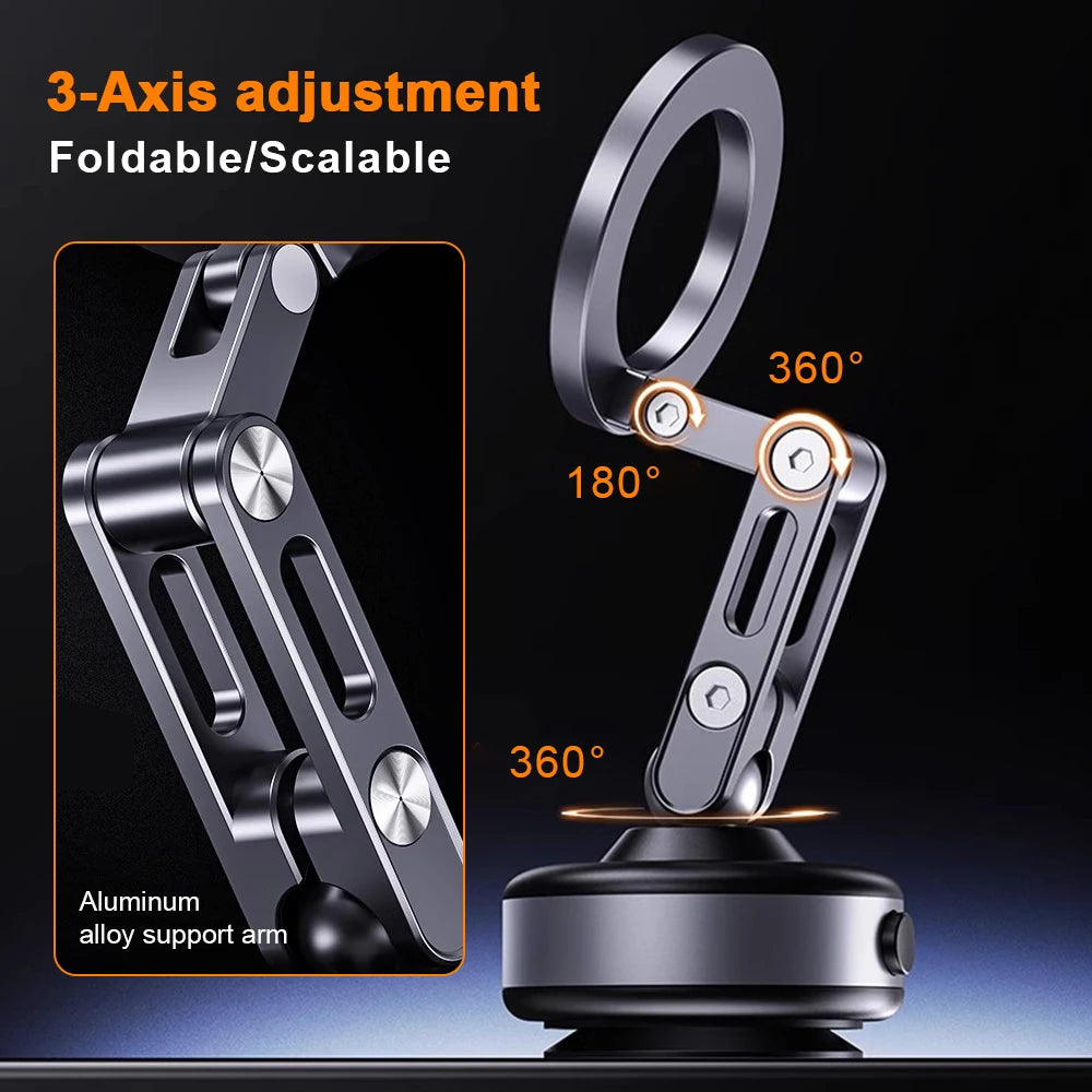 X93 Magnetic Vacuum Phone Holder – Foldable 360° Rotating Electric Suction Mount for Car, Kitchen, Gym & Desk