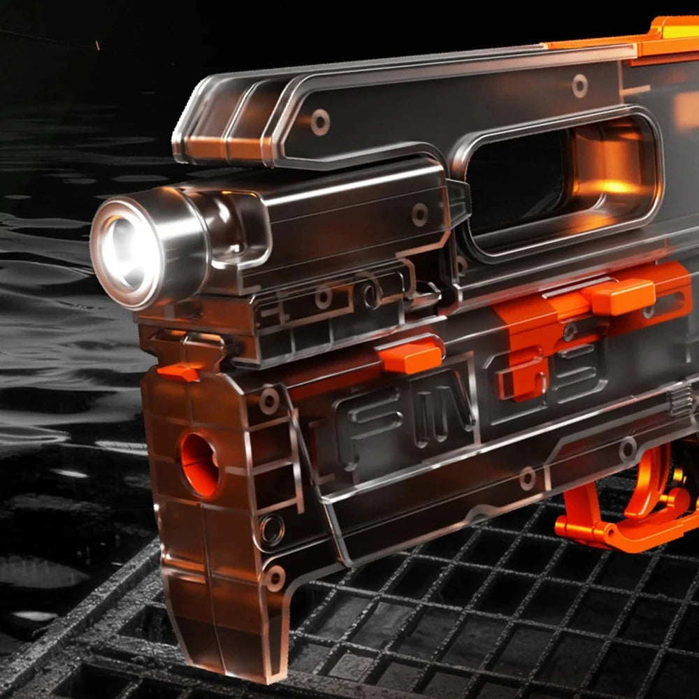 New Folding Electric Water Gun with Flashing Lights – High-Speed Rechargeable Water Blaster