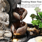 Tabletop Resin Water Fountain with LED Light – Indoor Zen Desk Decor Feature