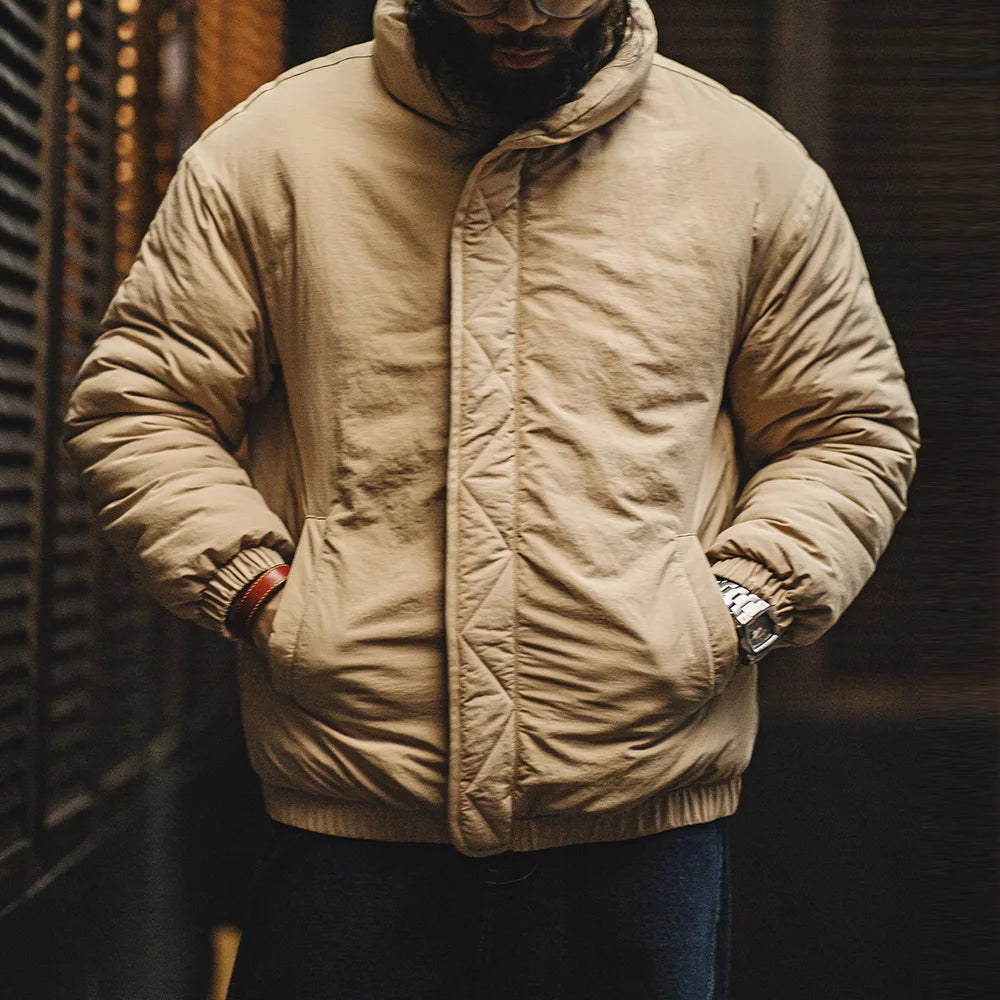 Maden Retro Khaki Cotton-Padded Jacket – Men’s Fall & Winter Outerwear