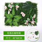 40X60cm 3D Artificial Green Plant Wall Panel – Realistic Grass Flower Wall Background Decor for Wedding, Garden & Outdoor Events
