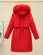 New Women Winter Jacket – Slim Long Coat with Big Fur Collar