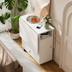 Table à manger pliante multifonctionnelle en bois Rétractable et mobile avec roues et étagères de rangement