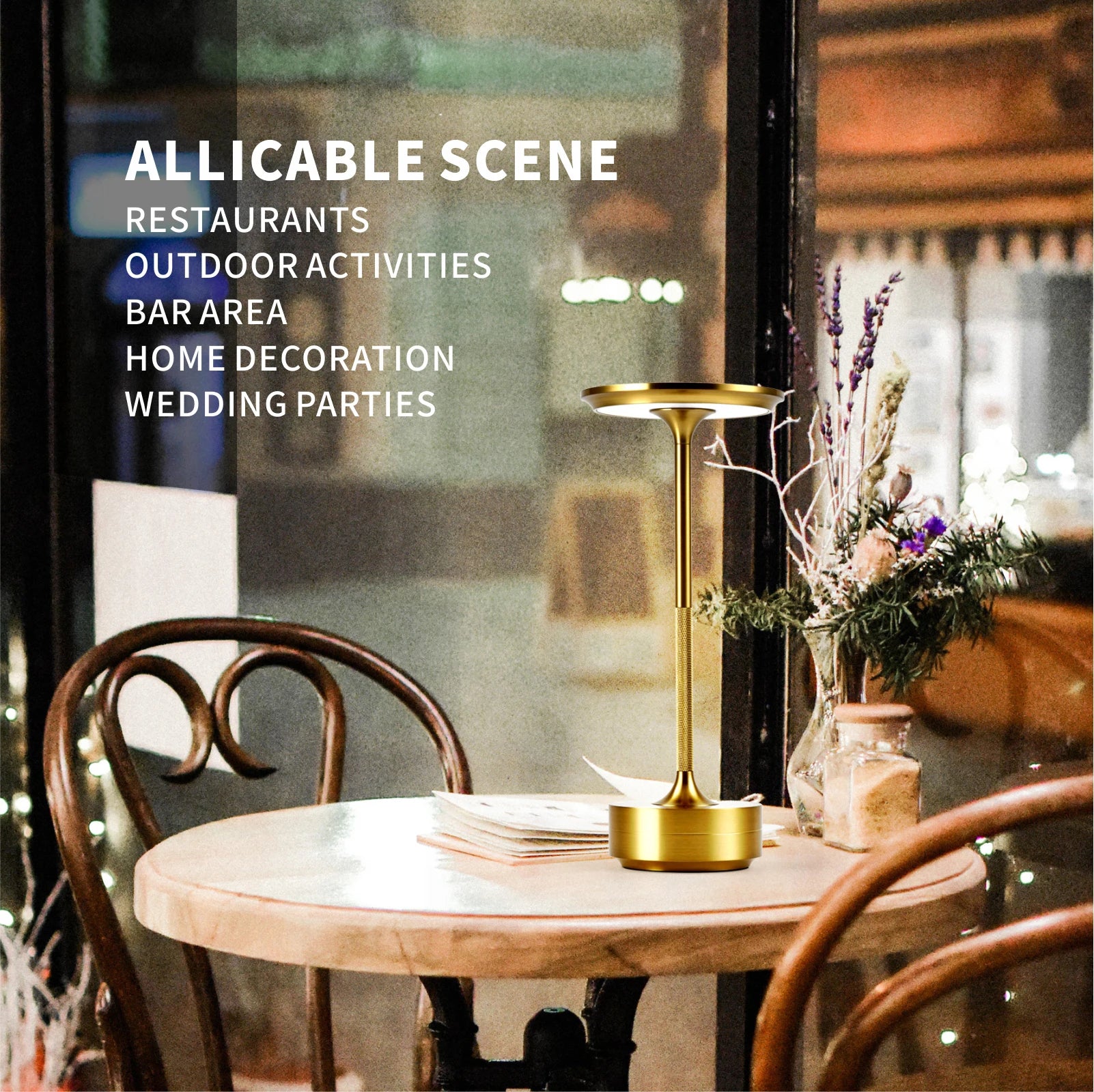 USB Rechargeable Touch Table Lamp – Dimmable Aluminum LED Desk Light for Bar, Restaurant & Home Decor