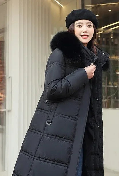 Parkas Women Long Coats – Fur Collar Maxi Winter Jacket
