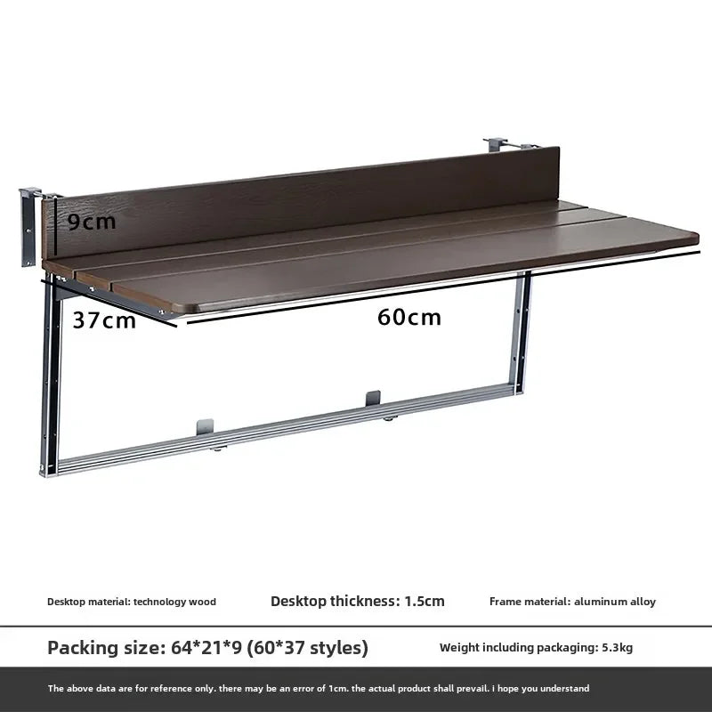 Space Saving Adjustable Height Folding Balcony Table – Hanging Railing Desk for Small Spaces