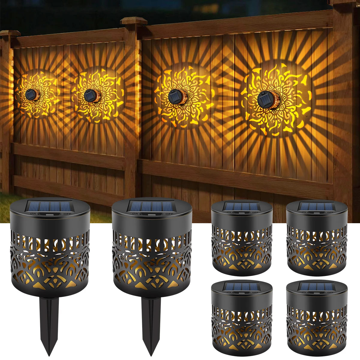 Applique murale solaire Mandala – Lampe de projection d'ombres décorative extérieure (étanche IP65)