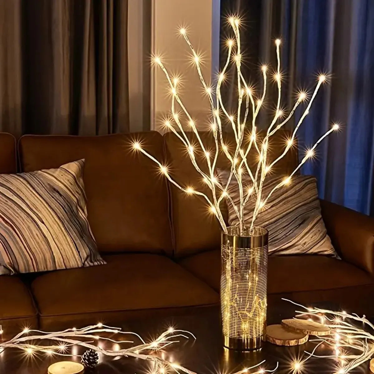 White Birch Branch LED Fairy Lights – 20 LED Battery Willow for Home & Outdoor