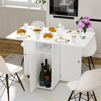 Table à manger pliante multifonctionnelle en bois Rétractable et mobile avec roues et étagères de rangement