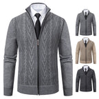 Men’s Autumn Winter Cashmere Padded Knitted Sweater Coat – Thick Warm Zipper Cardigan Jacket