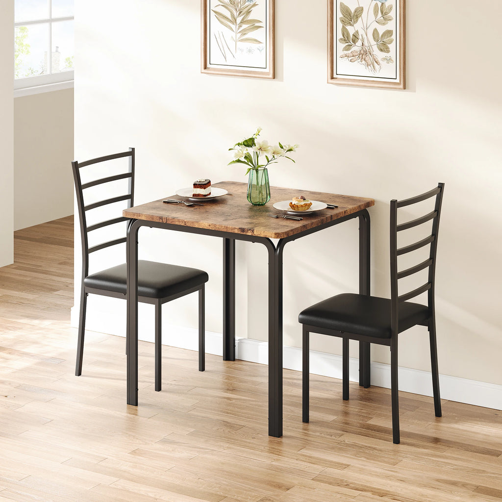 Table à manger pour 2 personnes – Petite table de cuisine carrée avec chaises rembourrées