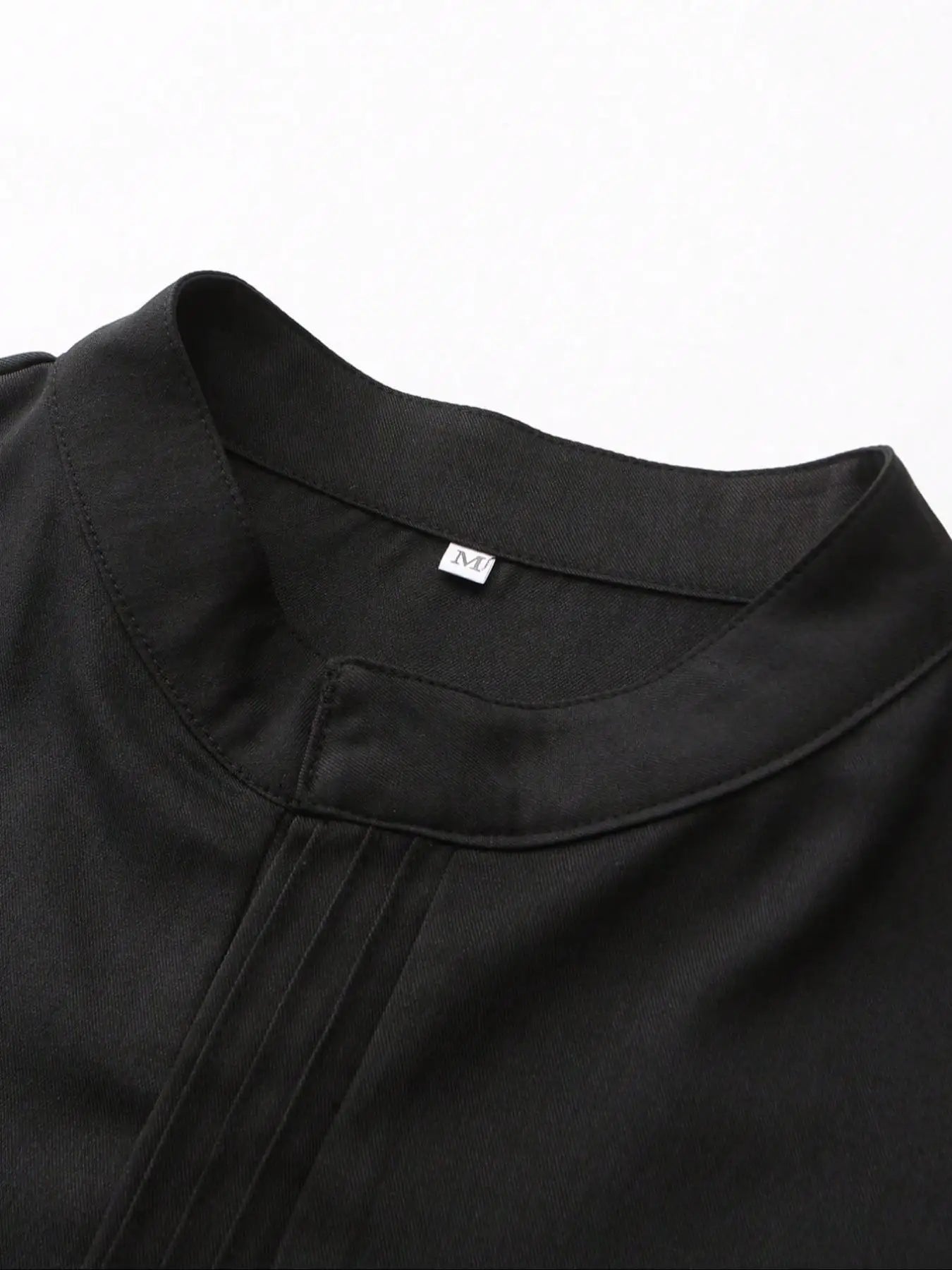 Men’s Loose Traditional Ethnic Style Long Robe – Black Round Neck Jubba Thobe for Banquet & Prayer