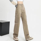 New Women Korean High Waist Straight Leg Jeans