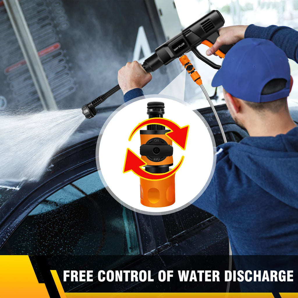 Cordless High Pressure Washer – Portable Car Washer with 2 21V Batteries & 6-in-1 Spray Nozzle