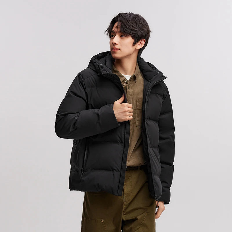 Semir Down Jacket Men 2024 New Winter Waterproof Outerwear Textured Hooded Top Versatile