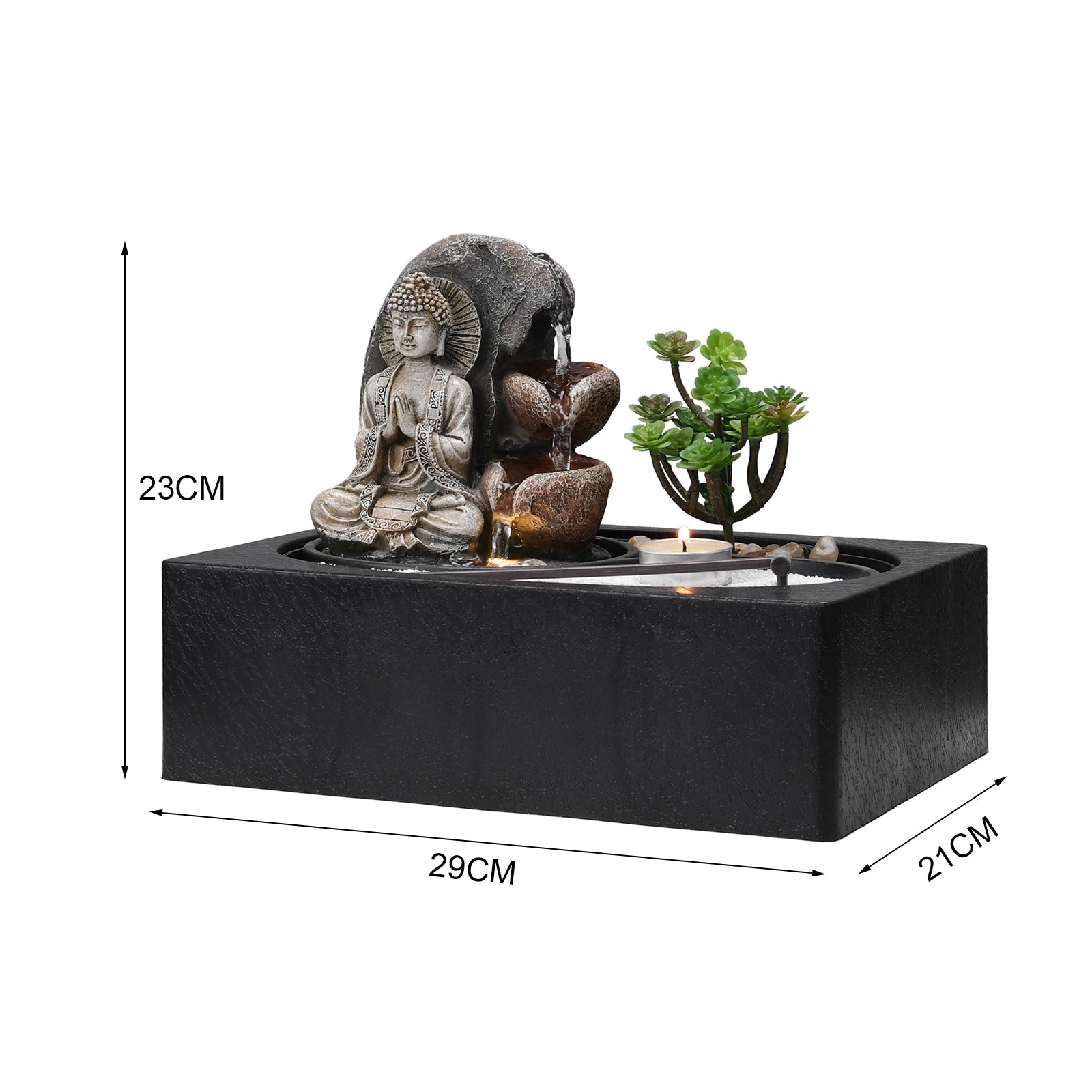 Tabletop Resin Water Fountain with LED Light – Indoor Zen Desk Decor Feature