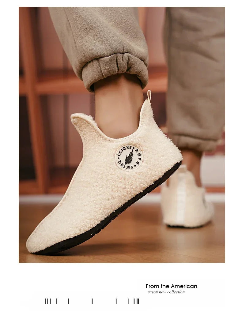 Men's Winter High-Top Plush Slippers – Warm, Lightweight & Non-Slip Indoor Outdoor Shoes
