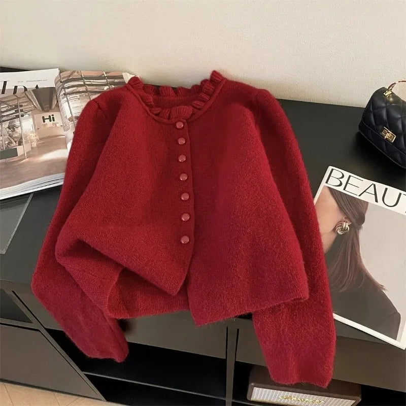 Cardigan ample en tricot pour femme – Veste élégante boutonnée