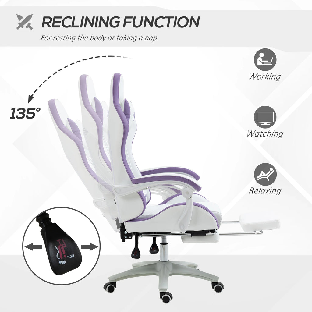 Chaise de gaming style course avec fonction d'inclinaison et repose-pieds