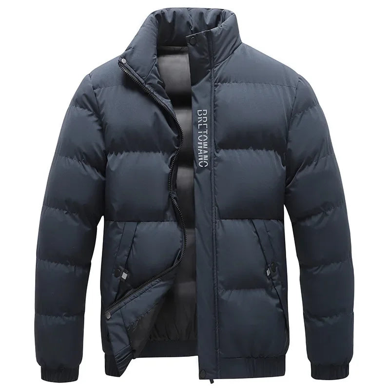 Men’s Winter Cotton Jacket – Thickened Stand Collar Bread Style Casual Outerwear