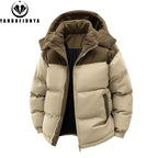 Men’s Autumn Winter Windbreaker Jacket – Warm Casual Parka with Removable Hood & Pockets