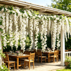 22PC White Rose Vine Wall Hangings – Artificial Orchid Flower Decoration Set for Weddings & Events