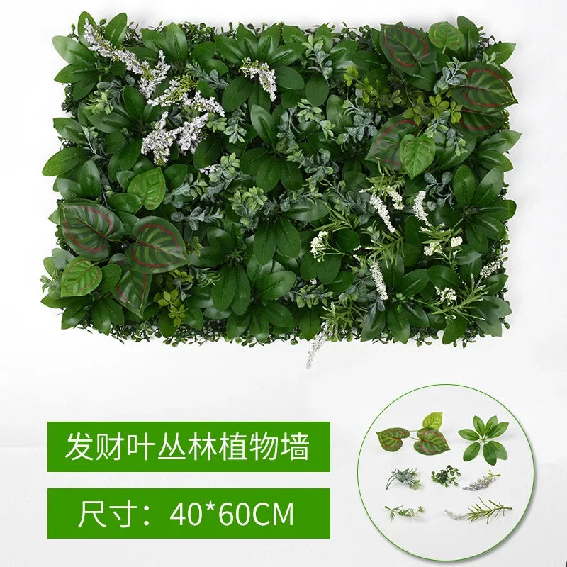 40X60cm 3D Artificial Green Plant Wall Panel – Realistic Grass Flower Wall Background Decor for Wedding, Garden & Outdoor Events